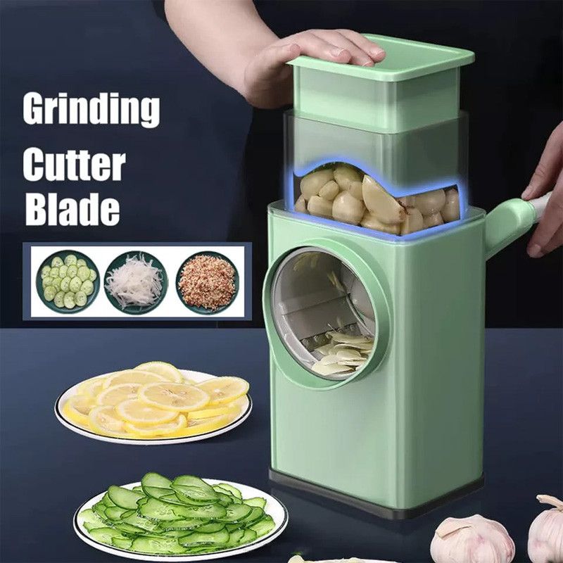 3-in-1 Manual Vegetable Slicer & Rotary Cheese Grater | Multifunctional Kitchen Veggie Cutter & Shredder Machine