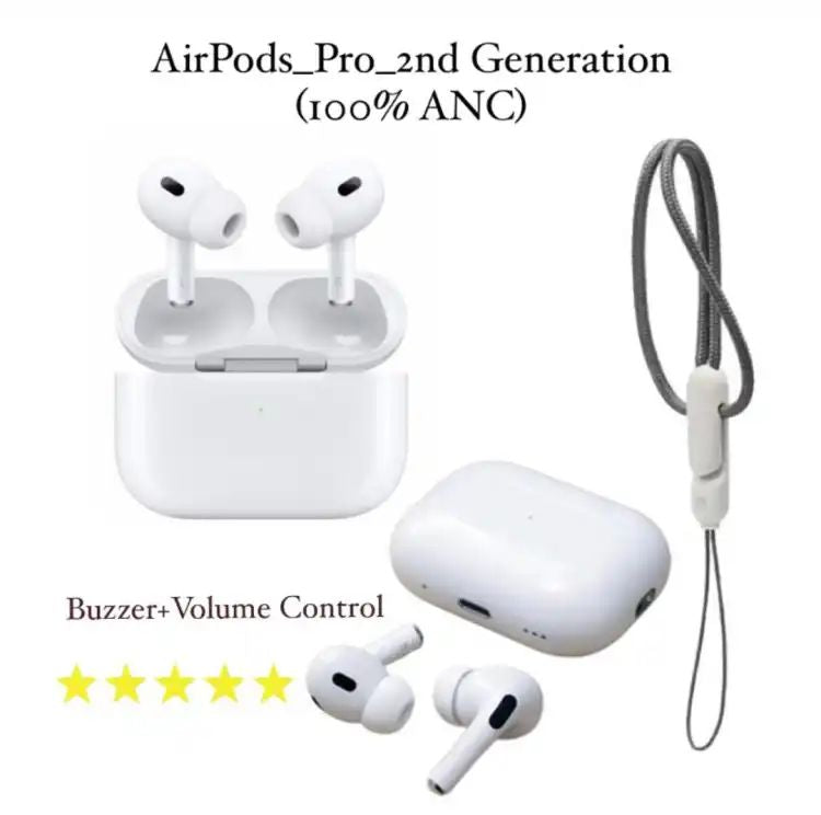 AirPods Pro 2nd Generation – Active Noise Cancellation (ANC), Volume Control, Wireless Charging Case, Type-C, Premium Sound