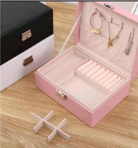Double Layered Luxury Jewelry Box | Large Organizer for Rings, Watches & Accessories