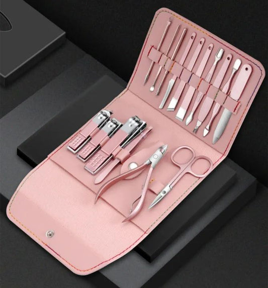 16-in-1 Professional Manicure & Pedicure Grooming Kit – Stainless Steel