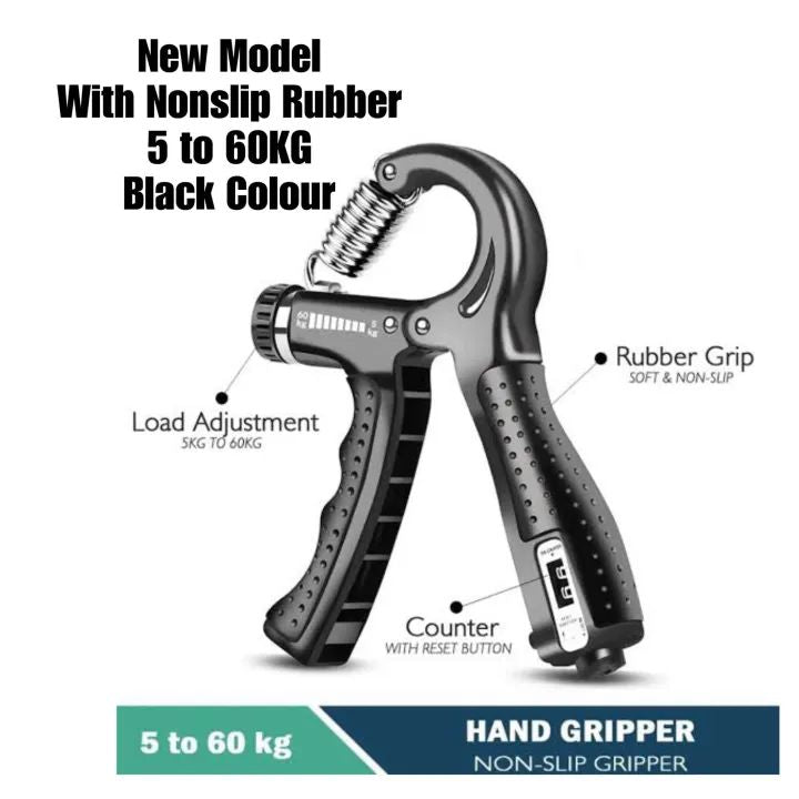 Adjustable Hand Gripper 5–60KG | Non-Slip Grip Strengthener with Counter