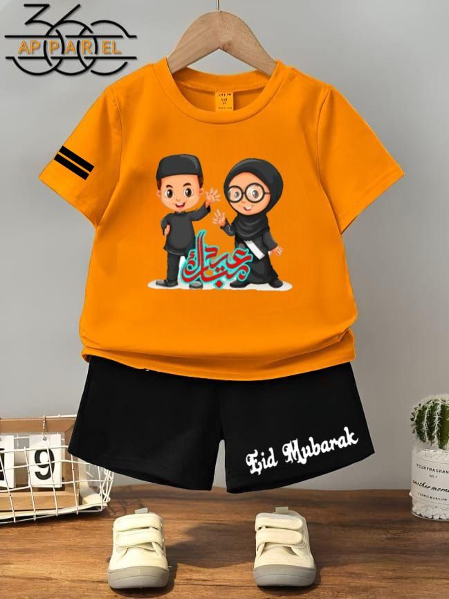 Kids Eid Mubarak Printed T-Shirt & Shorts Set