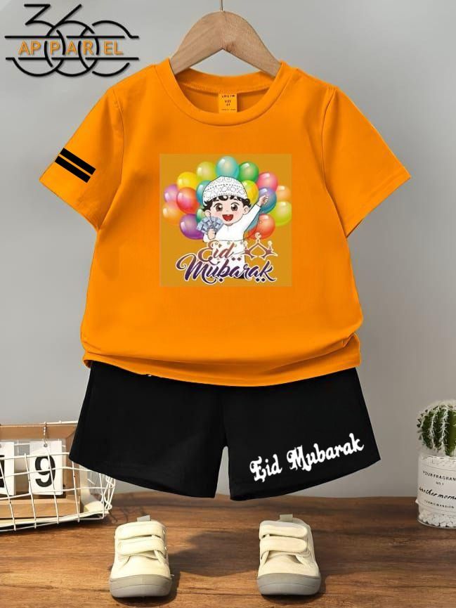 Kids Eid Mubarak Printed T-Shirt & Shorts Set